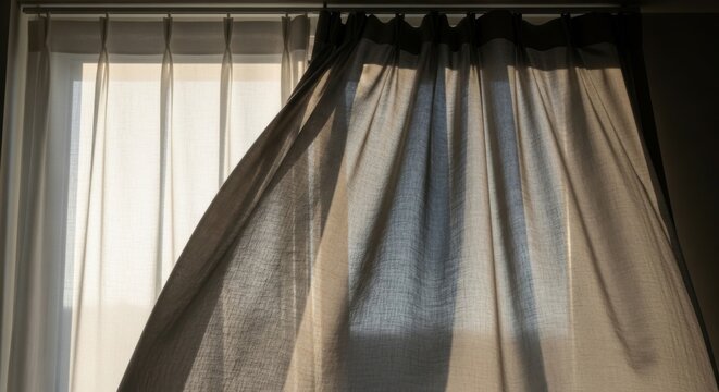 Sunlight Through Breezy Curtains Gentle Wind Blowing Fabric Cozy Home Interior Light