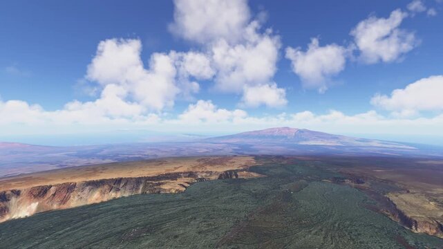 Drone aerial view of Mauna Loa Volcano Big Island Hawaii. United States