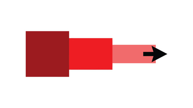 Red Rectangles Progression with Arrow Pointing Right on White Background