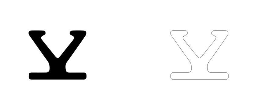 T-bar steel profile vector icon filled and outline, elevator guide rail and monorail beam symbol.