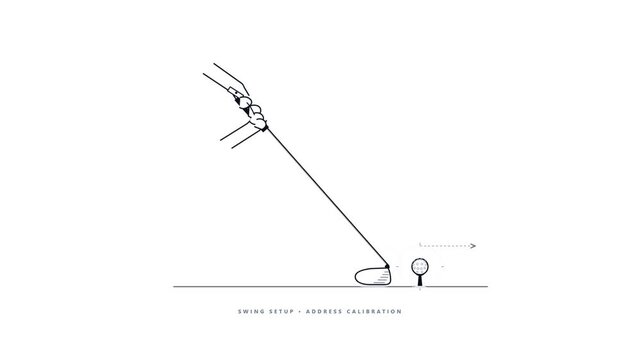 Minimalist golf swing address position diagram for sports instruction