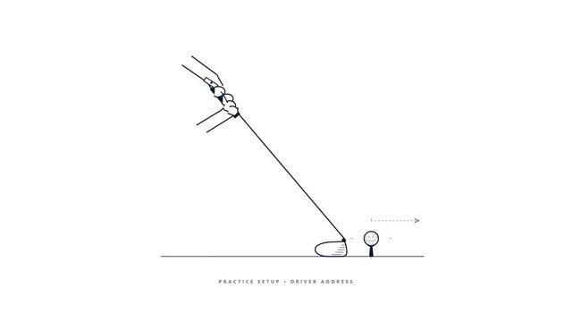 Minimalist golf driver setup illustration for training guide