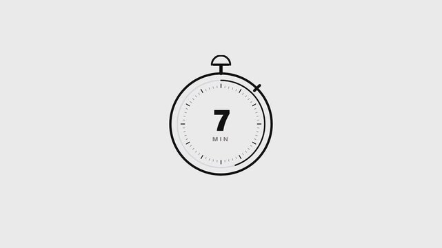Minimalist circular stopwatch animation with countdown timer in minutes
