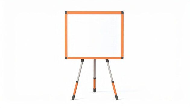 Empty whiteboard on tripod business presentation and education concept 3d render illustration of a blank display board for office meetings and training