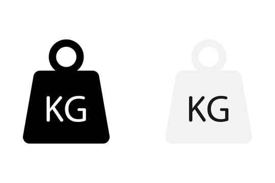 Two weight icons showing kilogram measurement symbols for fitness and gym equipment design