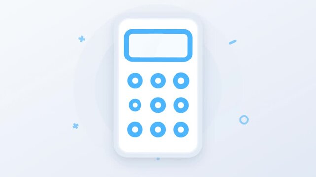 Minimalist blue calculator icon for financial data analysis and simple digital math operations.