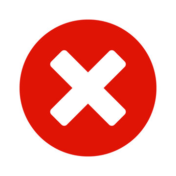 Red circle icon with white cross mark symbol for error or rejection