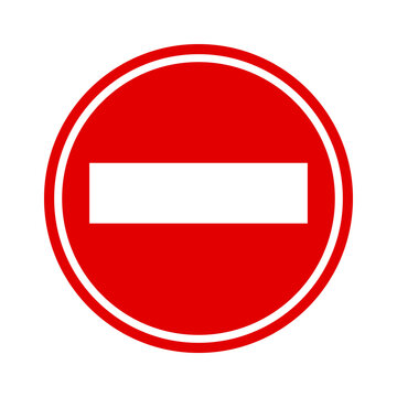 Red and white circular no entry traffic sign with a horizontal bar