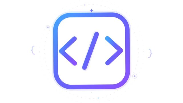 Modern software development code icon with gradient design for web and mobile interface.
