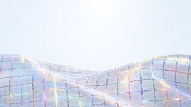 Iridescent wallpaper draped in a grid texture, cartouche style  