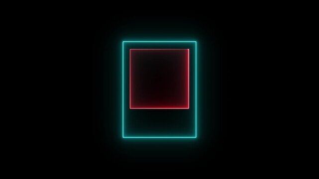 Neon glow line picture frame animation, photo, mockup, scrapbook. Vector photo Frames: Realistic Photo Templates with Shadows.4k Animation...
