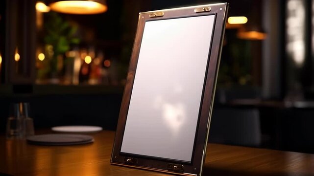Blank digital display screen for menu board in a bar