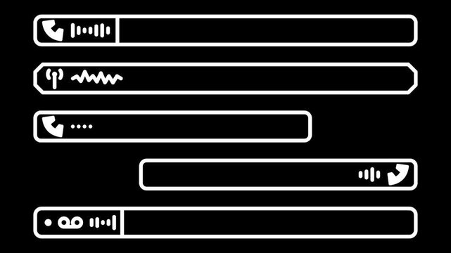 Blank phone call caption bars with handset, radio and voicemail icons