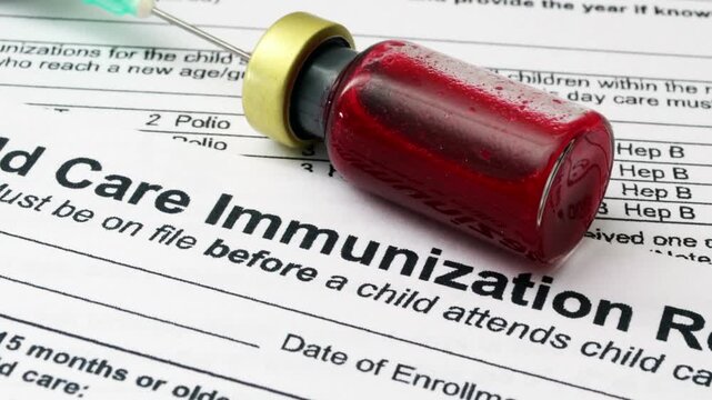 Child care immunization record document