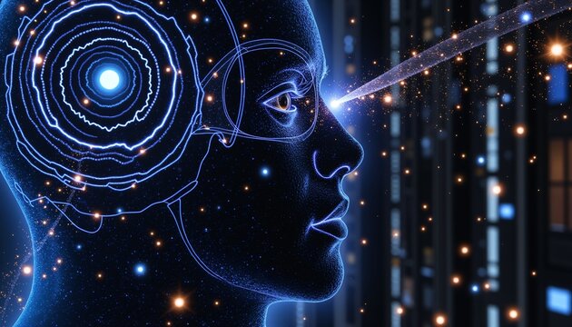 Digital Human Brain with Neural Network and Futuristic Cityscape