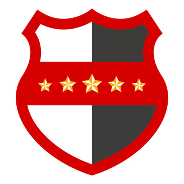 Illustration of a red shield with stars on a white background