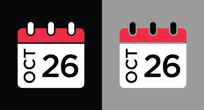 calendar - October 26 icon illustration isolated vector sign symbol