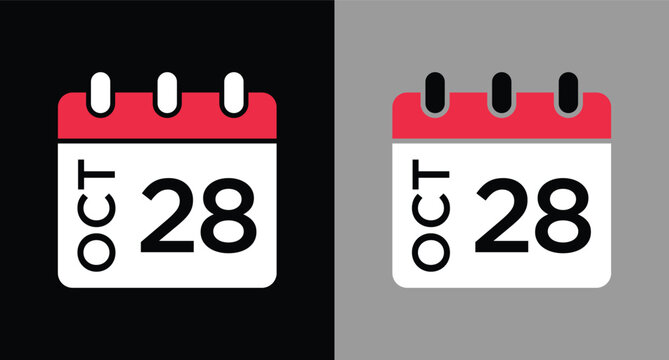 calendar - October 28 icon illustration isolated vector sign symbol