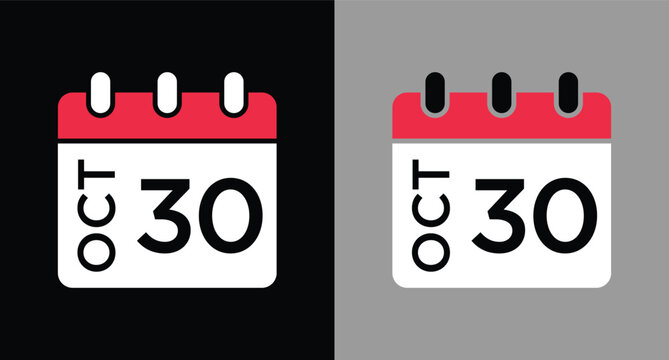 calendar - October 30 icon illustration isolated vector sign symbol