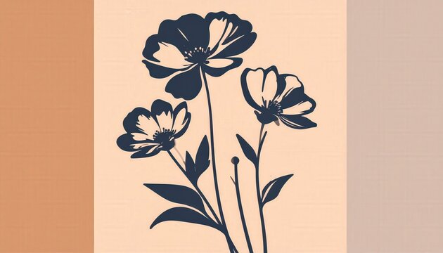 Floral design and botanical art minimalist flower illustration for wellness branding and organic lifestyle decor in soft earth tones Simple flower drawing with clean lines in soft earth tones