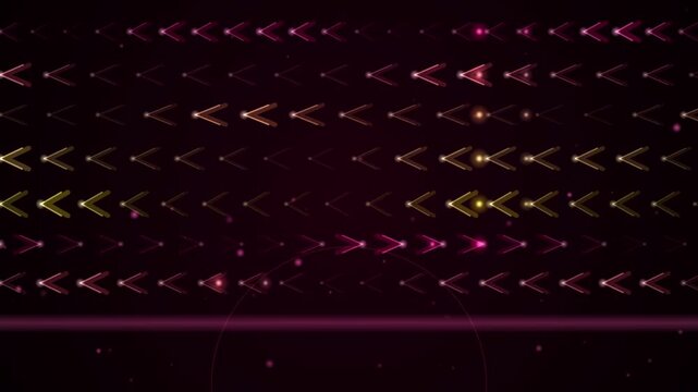 Glowing chevron patterns pulse in a rhythmic loop across a dark digital canvas.