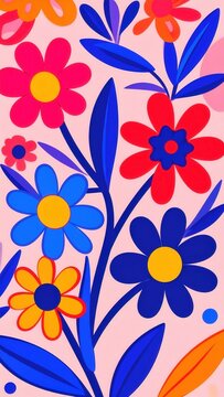 Floral pattern background spring and summer botanical design with colorful flowers and leaves for textile print or greeting card wallpaper