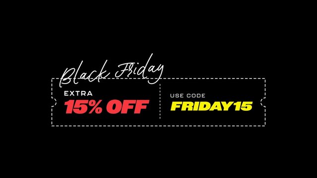 Black Friday Titles / Animated Discount Coupons and Promo Code Ribbons for Retail Sales / Horizontal / Part 03