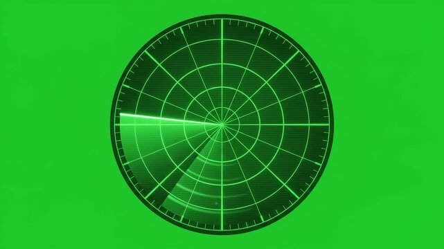 Green radar screen scanning on chroma key green background