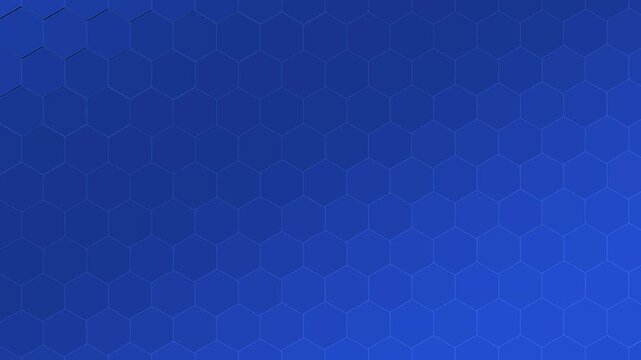 Abstract blue background with a geometric pattern of repeating hexagonal shapes.