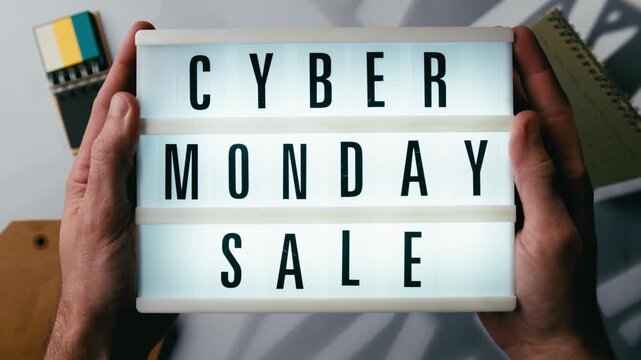 Cyber Monday Sale Hands Holding Lightbox