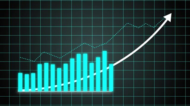 Business Growth Fluctuating Graph Chart Showing Sales, Revenue and Profit Increase and Decrease, Financial Data and Corporate Business Animation...