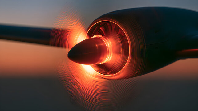 Electric Aircraft Propeller Glowing Softly During A Test Flight