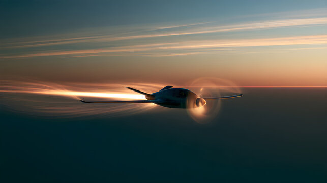 Electric Aircraft Propeller Glowing Softly During A Test Flight