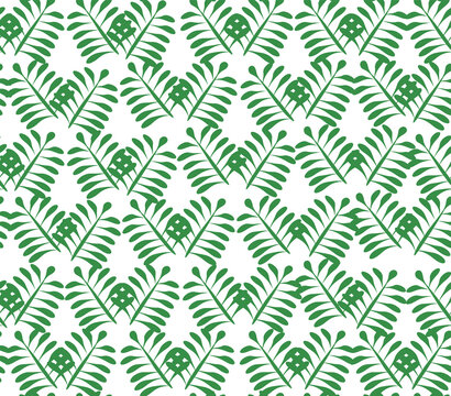 Flourish seamless pattern. Branch with leaves summer texture. Floral nature tropical garden geometrical diagonal ornament