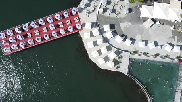 Aerial view of Ligurian Sea and Shoreline in Rapallo, Italian Riviera, Liguria, Italy - 4K drone footage