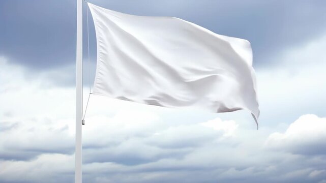 White Flag Waving Against Cloudy Sky