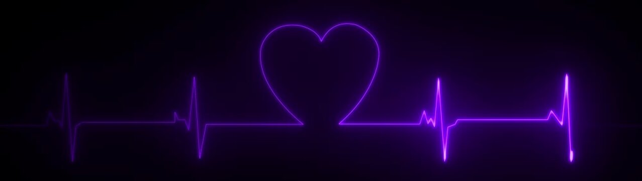 Neon bule heartbeat keg pulse line animation on black background, for medical and, wellness concepts, heart rate