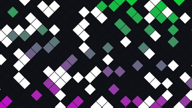 Abstract background featuring a pattern of colorful diamond shapes on a dark surface.