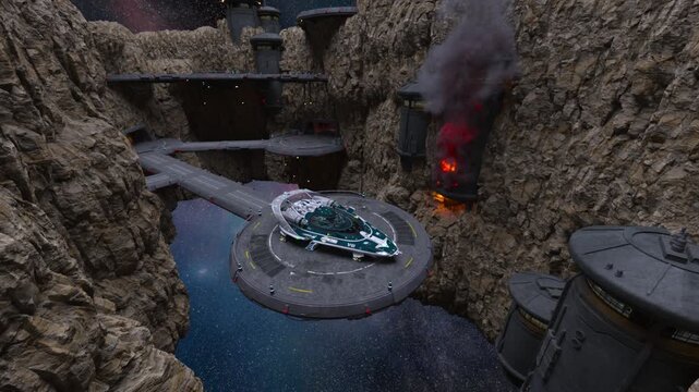 宇宙船駐機場　3DCGレンダリング