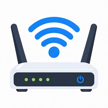 Modern WiFi Router with Wireless Signal Icon Isolated on White