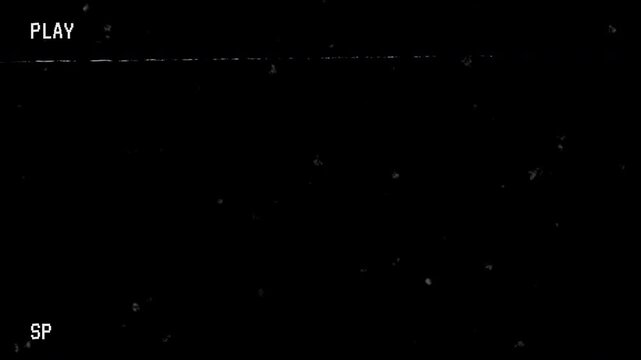 Vintage VHS tape overlay with dust, scratch 4K black background
