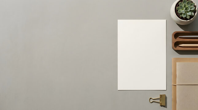Minimalist blank canvas wall setup with seasonal decor accents, concept for sustainable branding and eco-friendly seasonal marketing campaigns