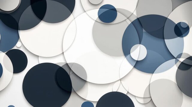 Abstract Circles Pattern: A dynamic abstract composition featuring overlapping circles in shades of blue, gray, and white, creating a sense of depth and modern design.
