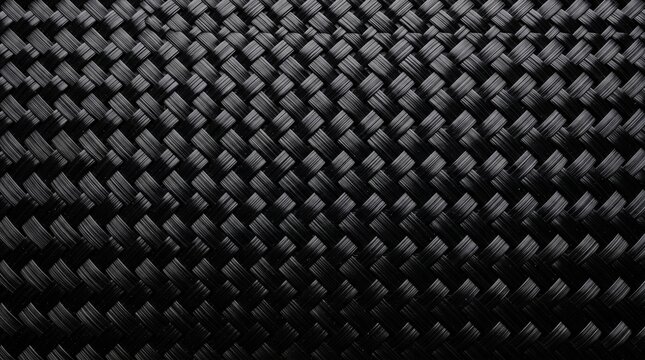 Woven raw carbon fiber mesh interlocking composite strands texture background