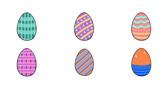 Six Easter egg illustration. 