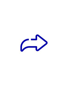 Forward arrow icon, share and redirect symbol, curved right arrow sign, blue line style