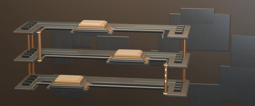 Layered Circuit Decks with Extended Routing and Sequential Chip Processing