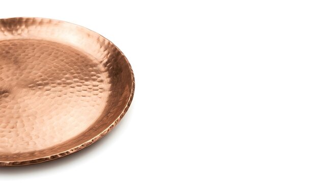 Copper Plate with Hammered Texture, Showcasing a Rustic and Artisanal Design. Elegant Serving Dish for Food Presentation or Decorative Display.