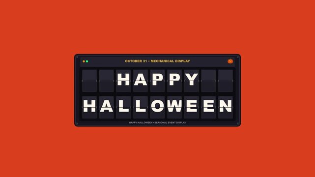 Mechanical flip board display animating seasonal holiday greeting text