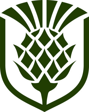 Scottish Thistle Botanical Symbol with Geometric Design